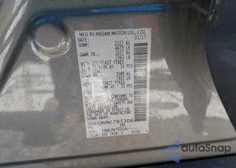 2017 Nissan Rogue S z USA, uszkodzony, nr VIN 5N1AT2MV8HC785306